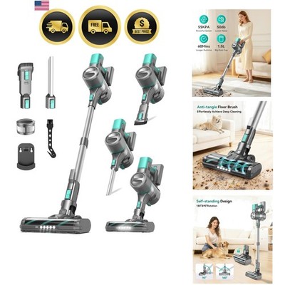 S10K Cordless Vacuum Cleaner, 55Kpa 60mins Lightweight Stick Vacuum with Powe...