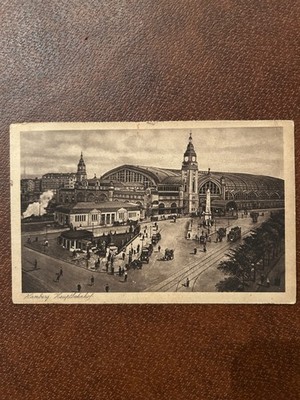 Antique Germany Postcard HAMBURG Hauptbahnhof Depot B&W 1920s Weimar Era Unpost