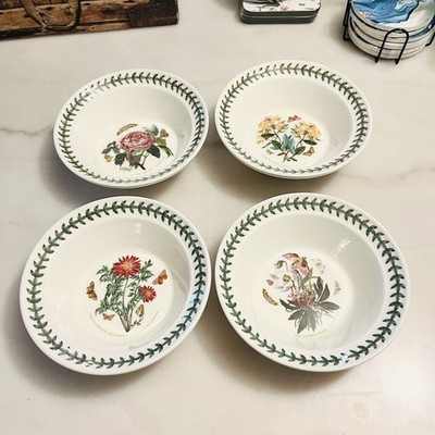Portmeirion Botanic Garden Rim Cereal Soup Bowl Set 4 Susan Williams Ellis, NEW