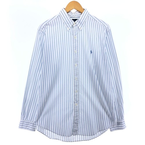 Ralph Lauren YARMOUTH Long Sleeve Button-Down Striped Shirt, Men's XL cotton black type Vintage Second Hand
