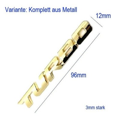 3D Metall Turbo Emblem gold farbig ink. Klebepad Turbo Emblem 3D Aufkleber