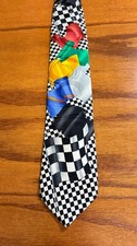 Vintage Checkered Flag Tie 100% Silk Car Race Necktie Made in USA