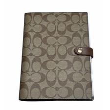 Coach Notebook in Signature Canvas w/ Leather Details Khaki Lined Pages