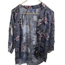 American Eagle Outfitters Sheer Floral Kimono Cardigan XS S Velvet Burnout