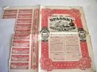 Vintage share certificate Stock Bonds action Spassky copper mine with coupons