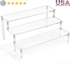 Acrylic Display Stands 3 Tier Organizer Easy To Assemble Clear Riser Shelves New