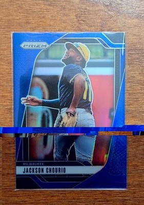 2025 Panini Prizm - Jackson Chourio, Jackson Chourio #108 Blue Prizm /199