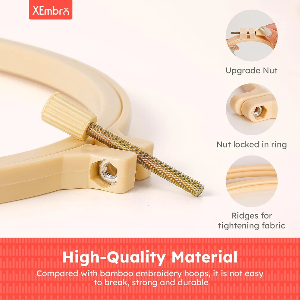 XEmbro 6 Pieces Embroidery Hoop 3.6 to 10.7 inches Plastic Cross Stitch Hoop - Image 3 of 4