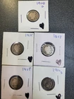 Barber Dimes Lot of 5 Silver 10C  Mixed Dates  #369