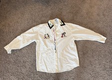 Disney Store Vintage Embroidered Button Up Shirt Large Mickey And Friends Party