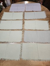 10 Pieces VTG Tassled Cotton Fabric Green & G...