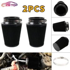 2PCS 3"76mm High Flow Inlet Dry Air Filter Cold Air Intake Cone Replacement