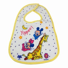 Vintage Classic Disney Mickey And Minnie Yellow Baby Bib 90s