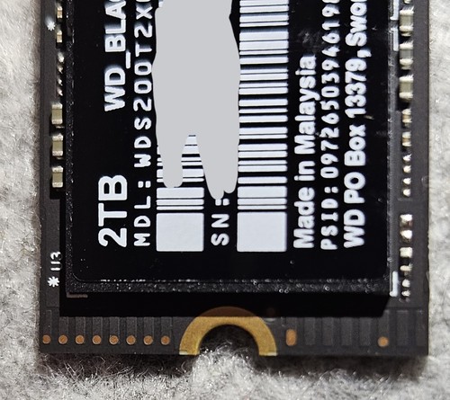 WD_BLACK SN850X 2TB NVMe SSD M.2 2280 PCIe 4th Gen Up to 7,300 MB/s WDS200T2X0E