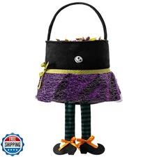 MOSHAKALA Halloween Trick or Treat Bag, Witch's Skirt Plush Candy Tote Bucket
