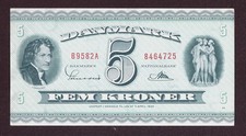 DENMARK 1936 1960 5 Kroner  P 42, UNC(-)