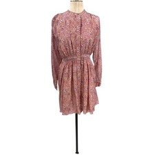 Ulla Johnson Jude Dress Pink Floral Long Sleeve Mini Silk Blend Boho Womens 4