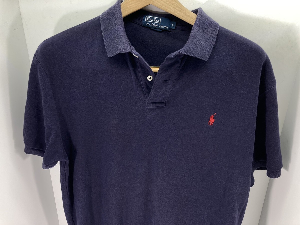 Polo Ralph Lauren ゴルフシャツ ネイビー　ビッグポロ Ralph Lauren Polo Shirt Mens Size Large Blue Shot Sleeve