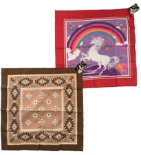 Vintage Fancy Bandanas HavAHank Aztec Southwest Rainbow Unicorn Extra Large 22"