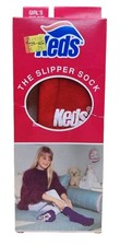 Vtg GIRL'S RED KEDS SLIPPER SOCKS Made In The USA One Size Fits All, BRAND NEW