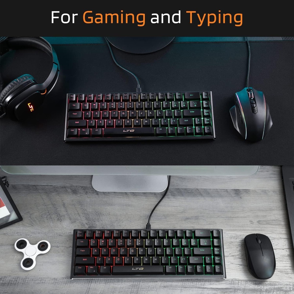 LTC MK681 Wired 68 Keys Membrane Keyboard, RGB Backlit Ultra