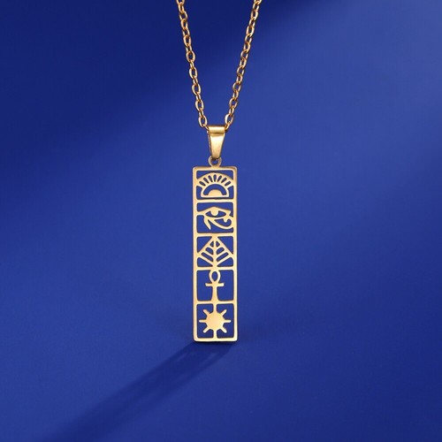 Collana Croce Occhio di Horus Ankh Ciondolo Geroglifico Cartiglio Egiziano - Foto 14 di 28