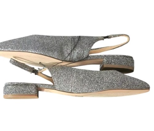 Jessica Simpson Glitter Slingback Flat Women's 7M Silver Pointed Toe Event - Picture 3 of 7