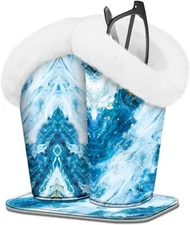 Plush Lined Double Eyeglasses Holder with Magnetic Base Vegan Leather Stand Case