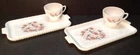 Vintage Anchor Hocking Milkglass 4pc Fleurette Candlewick set Cup & Snack Tray