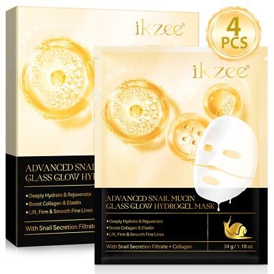 Snail Mucin Glass Glow Hydrogel Face Masks Skincare, Snail Mucin Serum Face