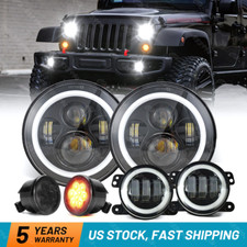 7 Led Headlights 4 Fog Turn Signal Light Lamp For Jeep Wrangler Jk 2007-2018