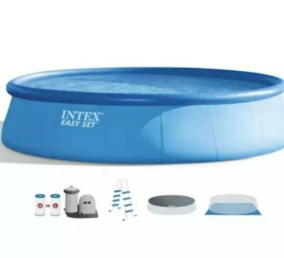 NEW INTEX 15' x 42'' EASY SET UP SWIMMING POOL w/ FILTER PUMP LADDER & POOL COVER
