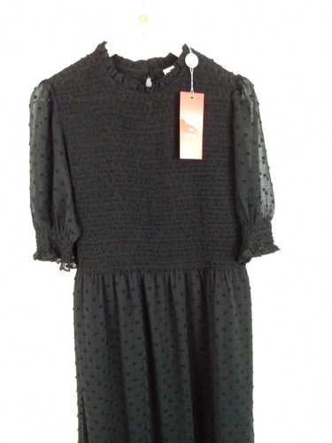 Finery Women Dress Size 12 Black Chiffon Midi Wrap Rosalie RRP £60 New F2 - Picture 3 of 12