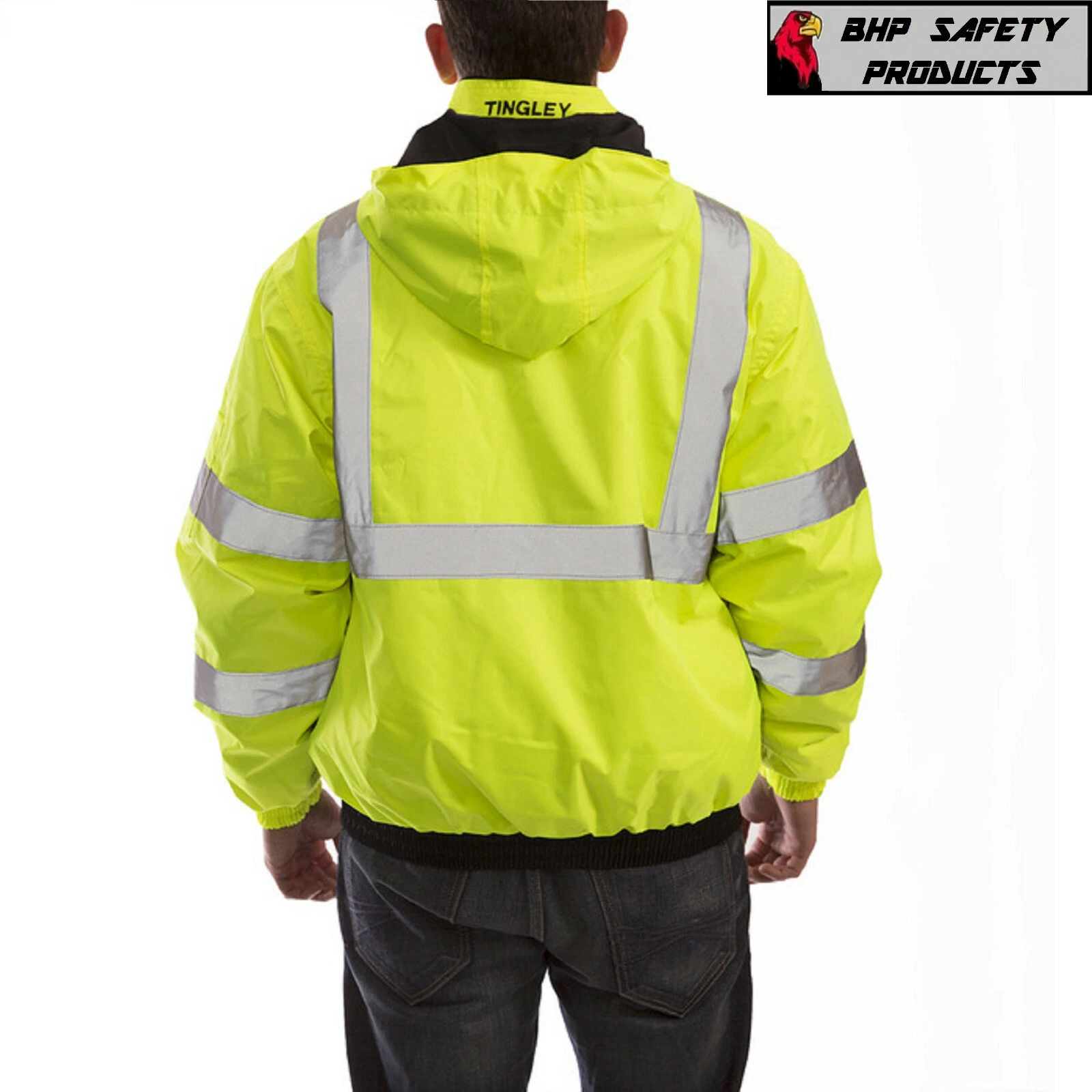 Hi-Vis Insulated Safety Bomber Jacket Orange and Lime ROAD WORK HIGH VISIBILITY - product detail image 2