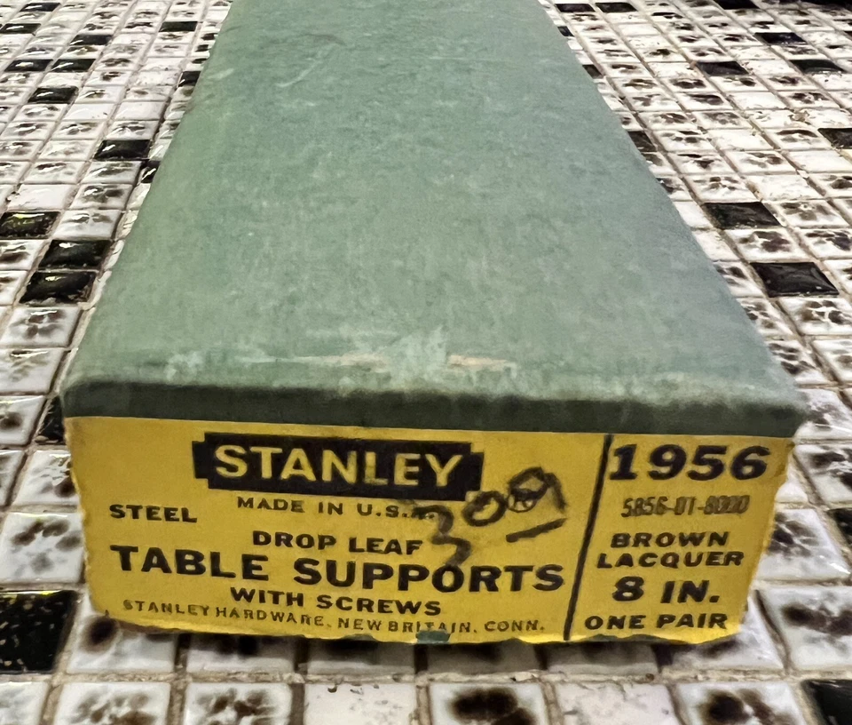 Suportes de mesa de aço Stanley 1956 para folha caída, 8" laca marrom, 1 par - Imagem 3 de 4