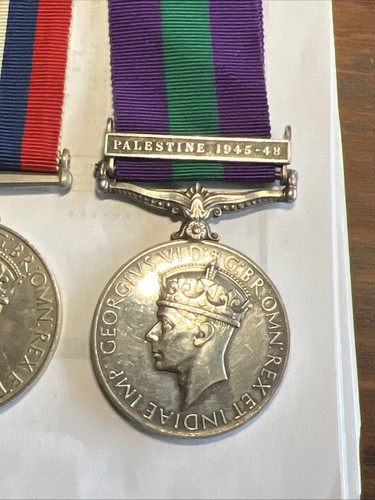 General Service Medal 1918GSM PALESTINE 1945-48 WWII SHERWOOD FORESTERS BENNETT - Picture 2 of 10