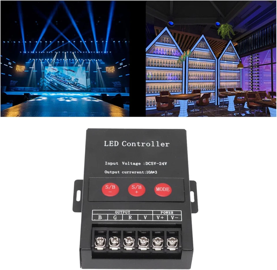 DC 5V-24V 3 Channel 45A LED Lights Controller Adjustable Speed RGB LED Strip Lig - Image 2 of 4