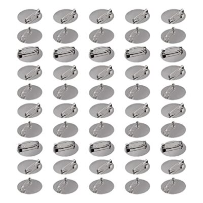 #ad 50PCS Flat Brooch Clasps Pin Back Metal Safety Pin Disk Base with Locking 1.5cm $10.71