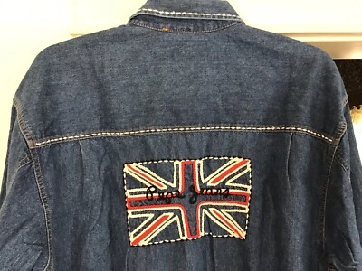 Vintage PePe Jeans London Denim Shirt British Union Jack England Mens Large