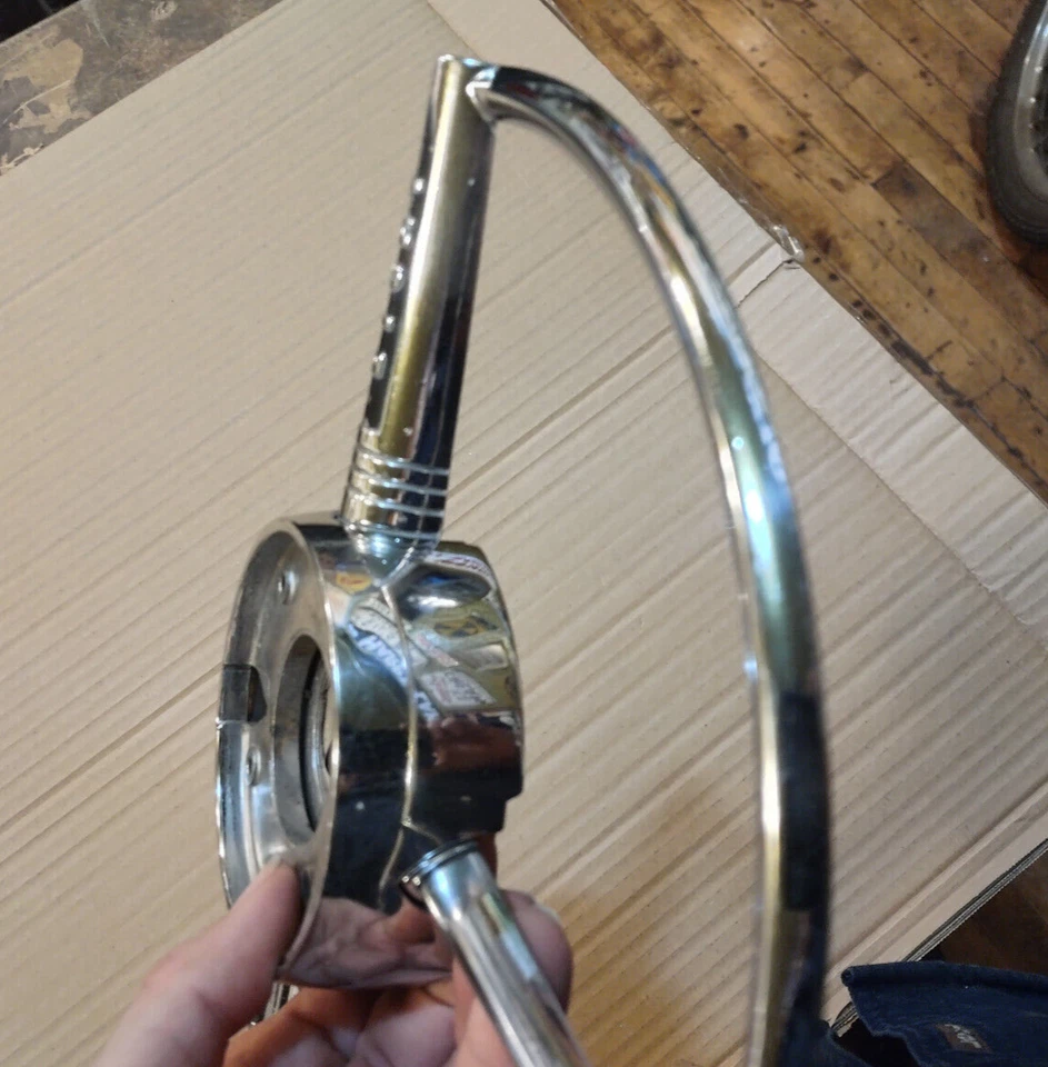 48 49 Buick Roadmaster Super cromo banjo volante centro bocina anillo moldura Foto 3 de 4