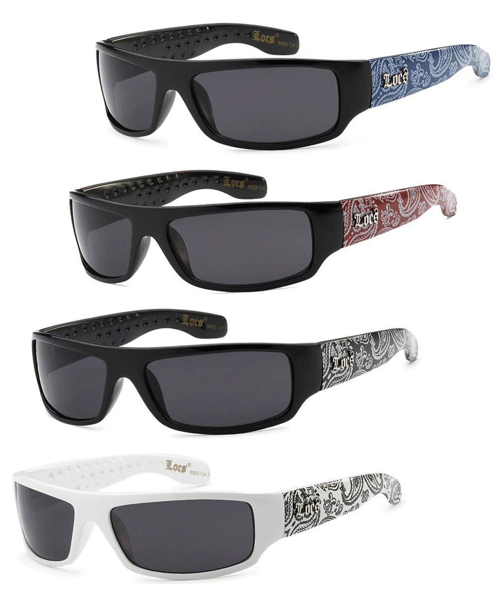 Locs Hombre Rectangular Resistente Ganster Cholo Motero Tiras Gafas De Sol UV400