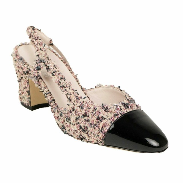 chanel cap toe slingback pumps