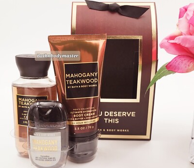 Bath Body works  MAHOGANY TEAKWOOD Mini Gift Box Set Wash, Cream & hand cleaner