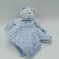 Blankets  Beyond Lovey Pacifier Holder Security Blue Minky Dots Teddy Bear