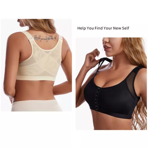 Women's Posture Corrector Bra Wireless Back Support Lift Up Front Closure Bra UK - Picture 11 of 24