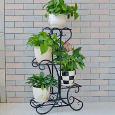 4 Tier Metal Plant Stand Flower Holder Racks  Shelves Patio Stand Outdoor Indoor