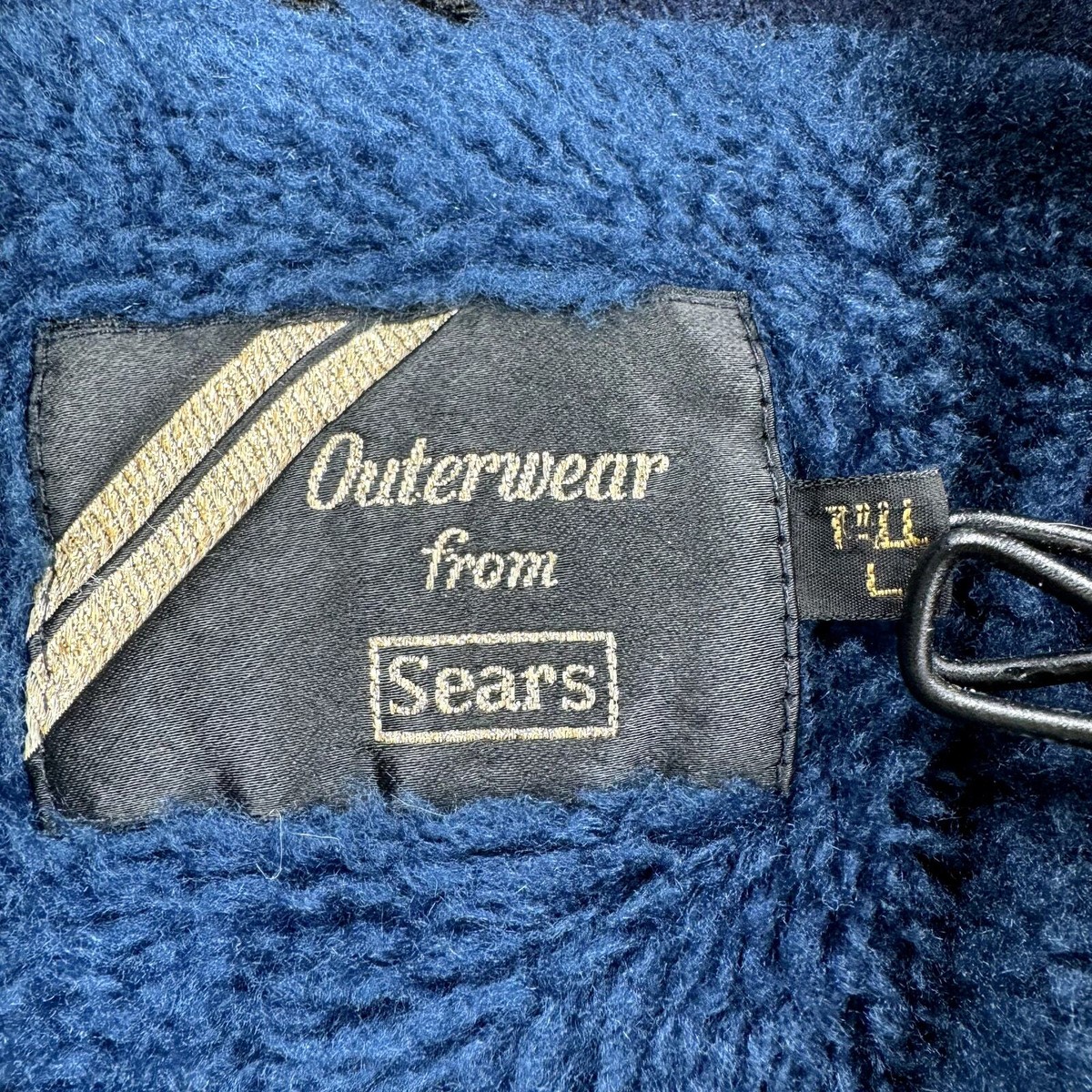 Vintage Sears Jacket Size Large Tall Blue Sherpa Lined Button Up