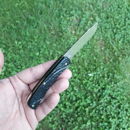 Case XX Sod Buster Jr Folding Knife Stainless Steel Blade Black Synthetic Handle - Picture 7 of 12