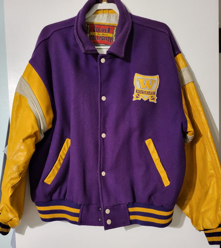 VTG University Washington Huskies Letterman-style Wool/leather Jacket XL