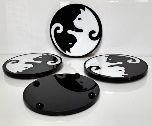 Yin Yang Cats Drinks Coaster - Picture 2 of 8
